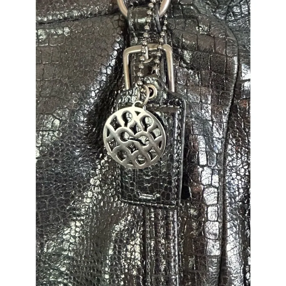 COACH 15384 CROCODILE EMBOSSED MADISON STYLE BLACK LEATHER TOTE BAG CARRYALL